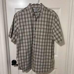 Carhartt Relaxed Fit Men's Brown Plaid Short Sleeve Shirt Size L